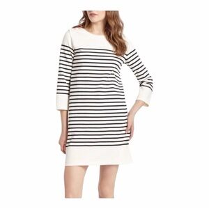 ANTHROPOLOGIE | ALLIHOP Cream & Black Striped Heavy Cotton Dress. Size Small.